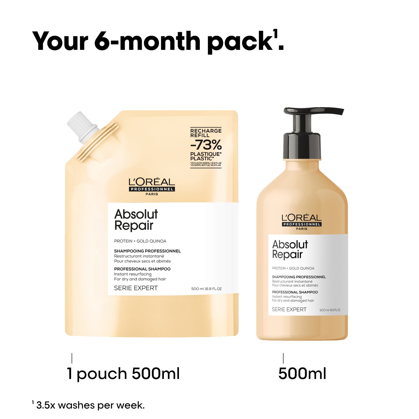 Serie Expert Absolut Repair Shampoo 500ml Refill Pouch
